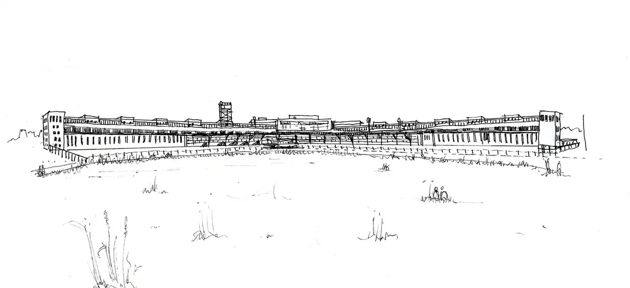 Field sketch of Tempelhof Airport in Berlin